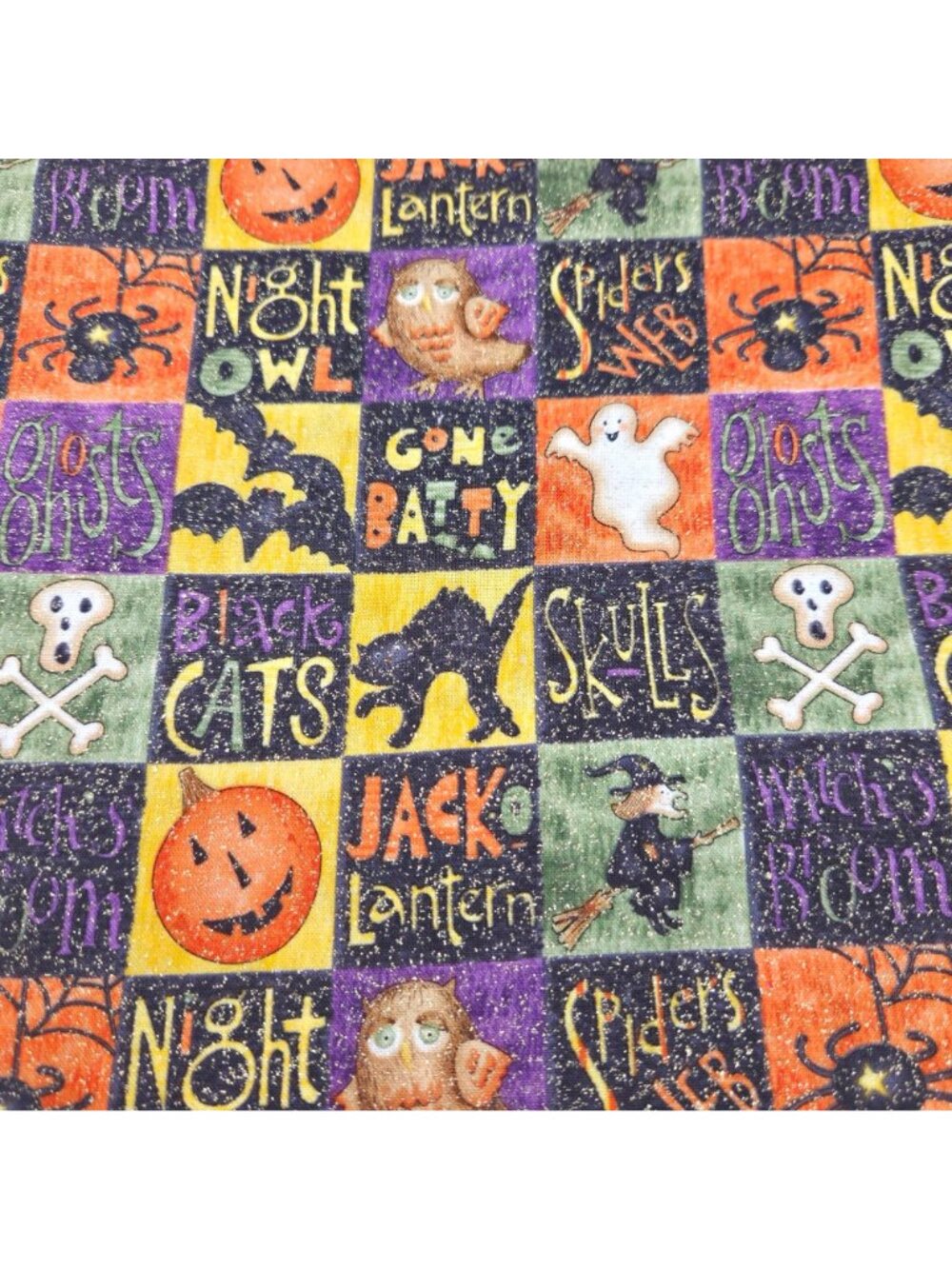 Debbie Mumm Halloween Fabric Jack-O-Lanterns Ghosts Skulls Spiders OOP 1 Yard - Picture 2 of 4